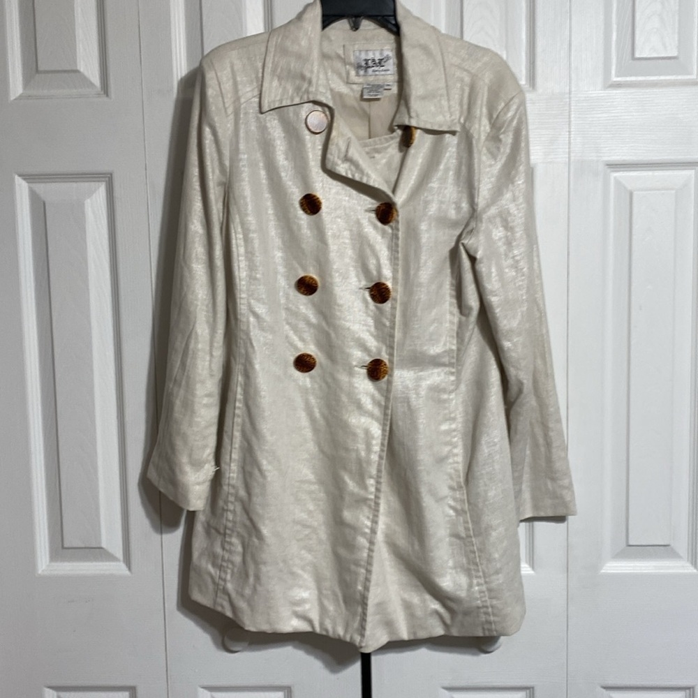 NICE LAL Live a Little LINEN COTTON lined off white jacket coat size MEDIUM